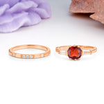 Luxurious & Minimalist 6-Prong Princess-Cut Garnet Bridal Ring Set - Additional view