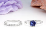 Luxurious & Minimalist 6-Prong Princess-Cut Tanzanite Bridal Ring Set - Additional view