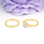 Luxurious & Minimalist 6-Prong Princess-Cut Moissanite Bridal Ring Set - Additional view