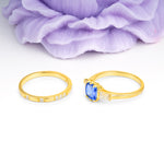 Luxurious & Minimalist 6-Prong Princess-Cut Sapphire Bridal Ring Set - Additional view