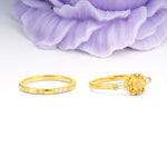 Luxurious & Minimalist 6-Prong Princess-Cut Citrine Bridal Ring Set - Additional view