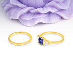 Luxurious & Minimalist 6-Prong Princess-Cut Tanzanite Bridal Ring Set - Additional view