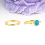 Luxurious & Minimalist 6-Prong Princess-Cut Turquoise Bridal Ring Set - Additional view