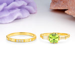 Luxurious & Minimalist 6-Prong Princess-Cut Peridot Bridal Ring Set - Additional view