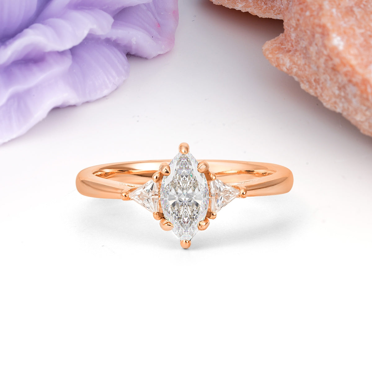 Unique 6-Prong Marquise-Cut Moissanite Engagement Ring - Additional view