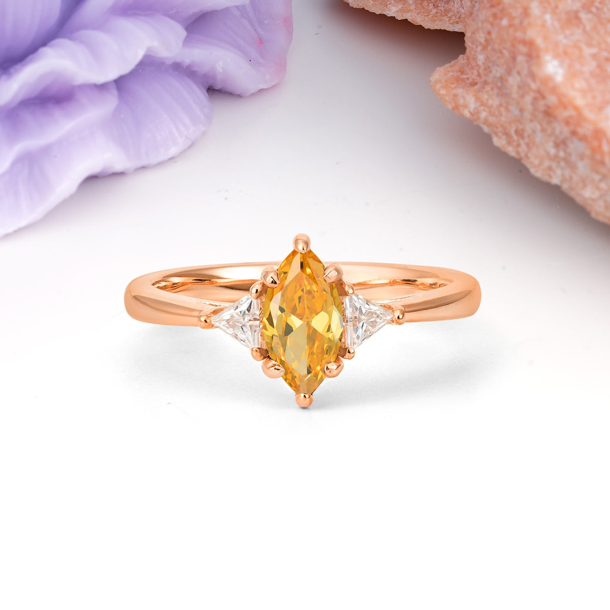 Unique 6-Prong Marquise-Cut Citrine Engagement Ring - Additional view