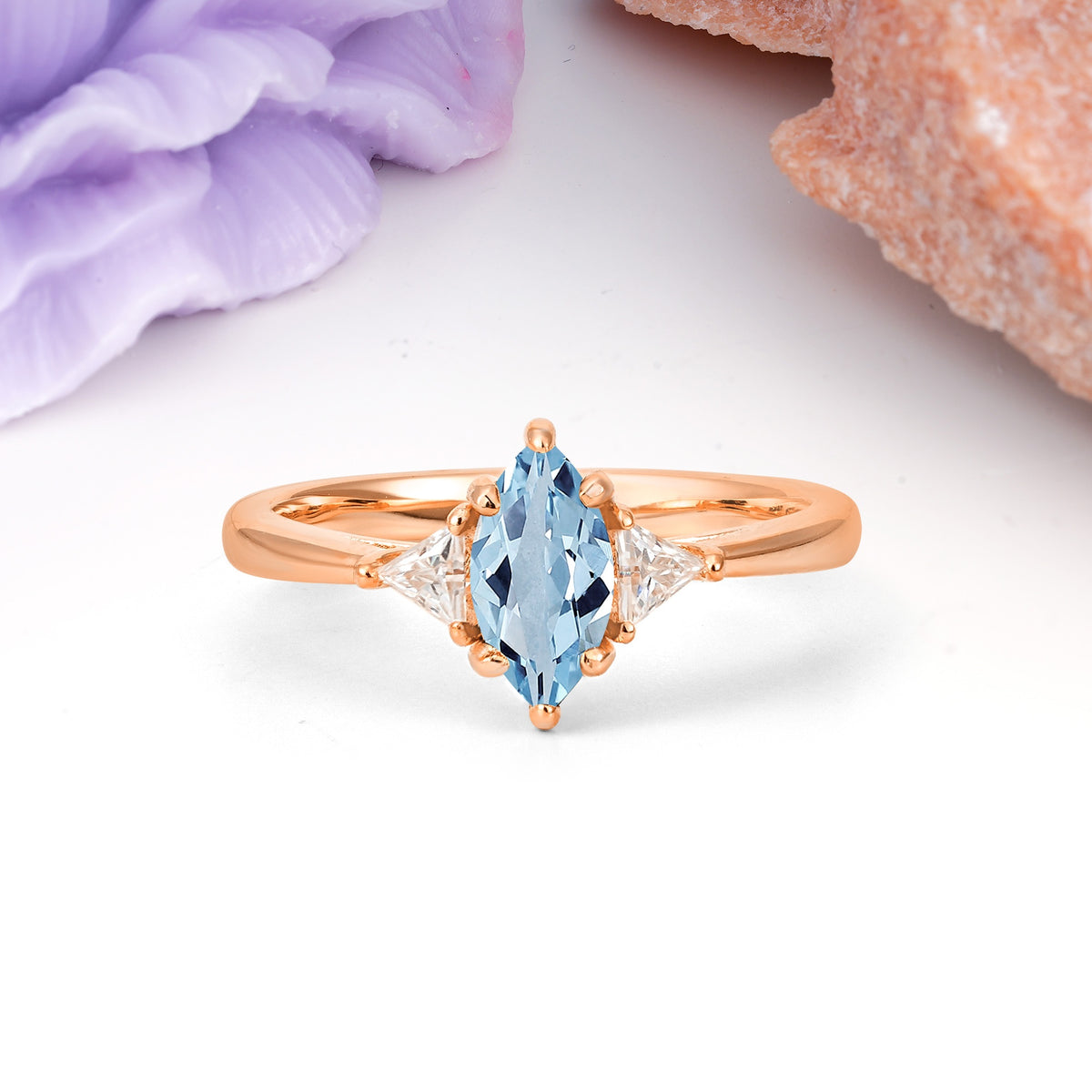 Unique 6-Prong Marquise-Cut Aquamarine Engagement Ring - Additional view
