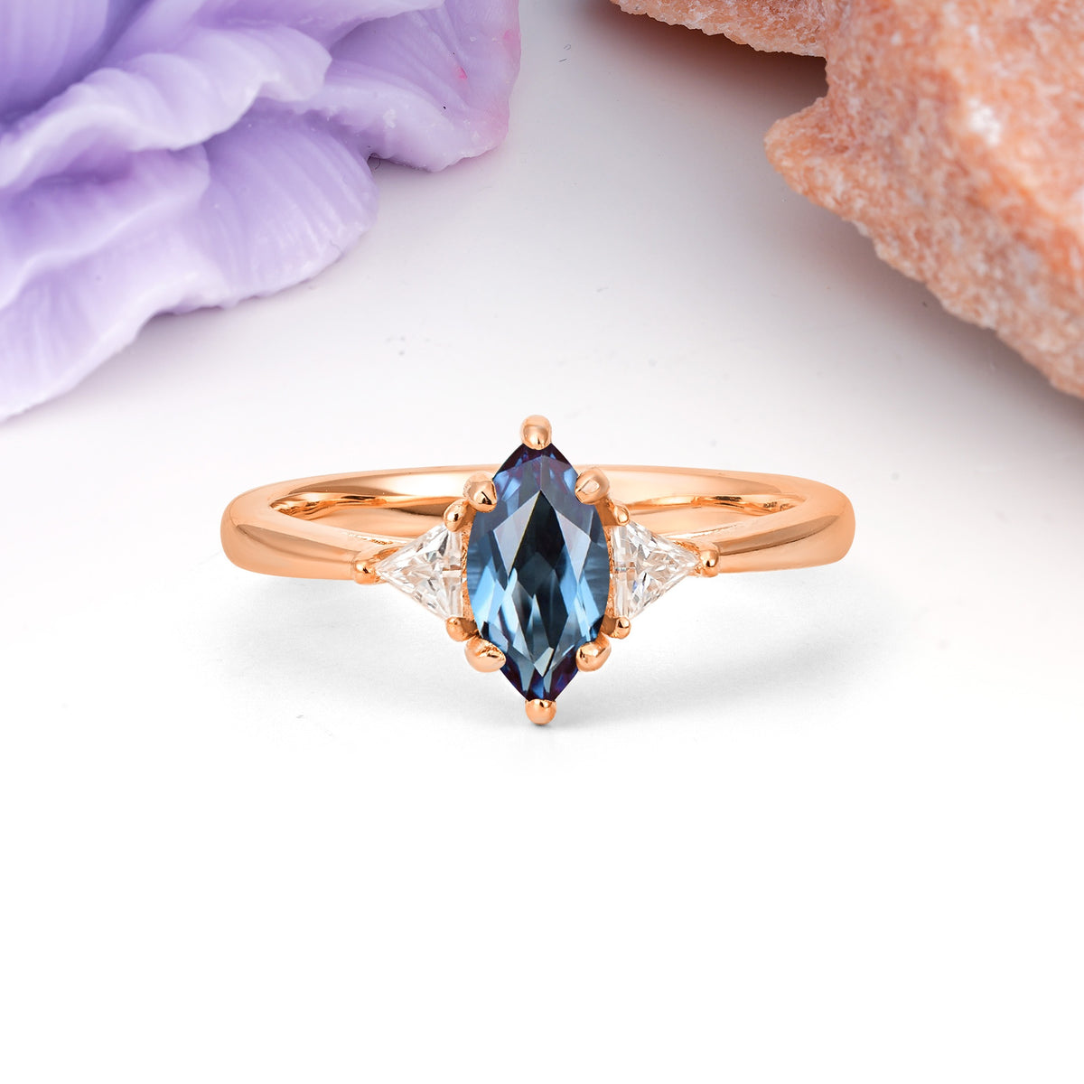 Unique 6-Prong Marquise-Cut Alexandrite Engagement Ring - Additional view