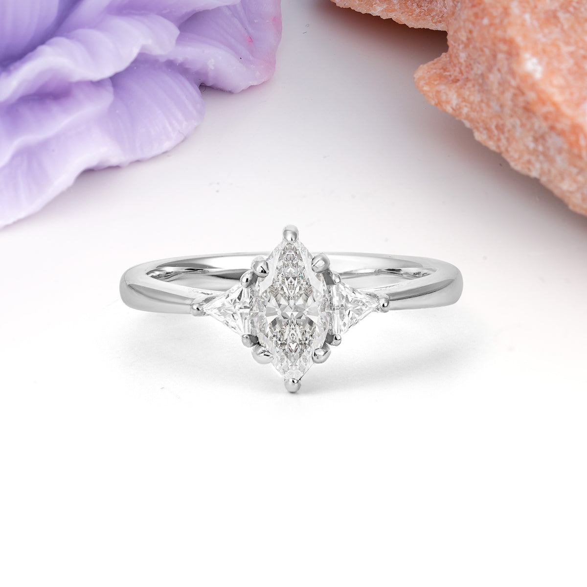Unique 6-Prong Marquise-Cut Moissanite Engagement Ring - Additional view