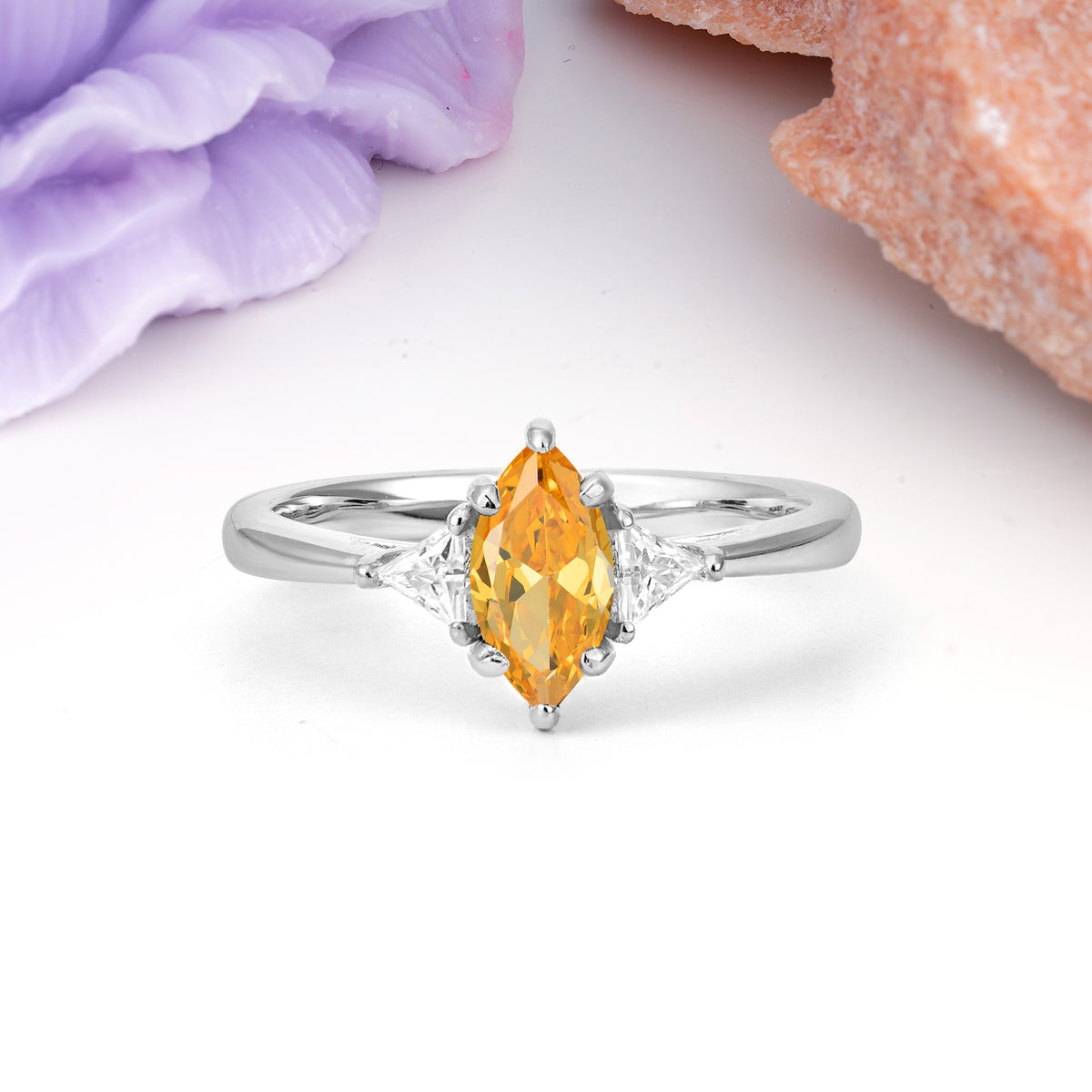 Unique 6-Prong Marquise-Cut Citrine Engagement Ring - Additional view