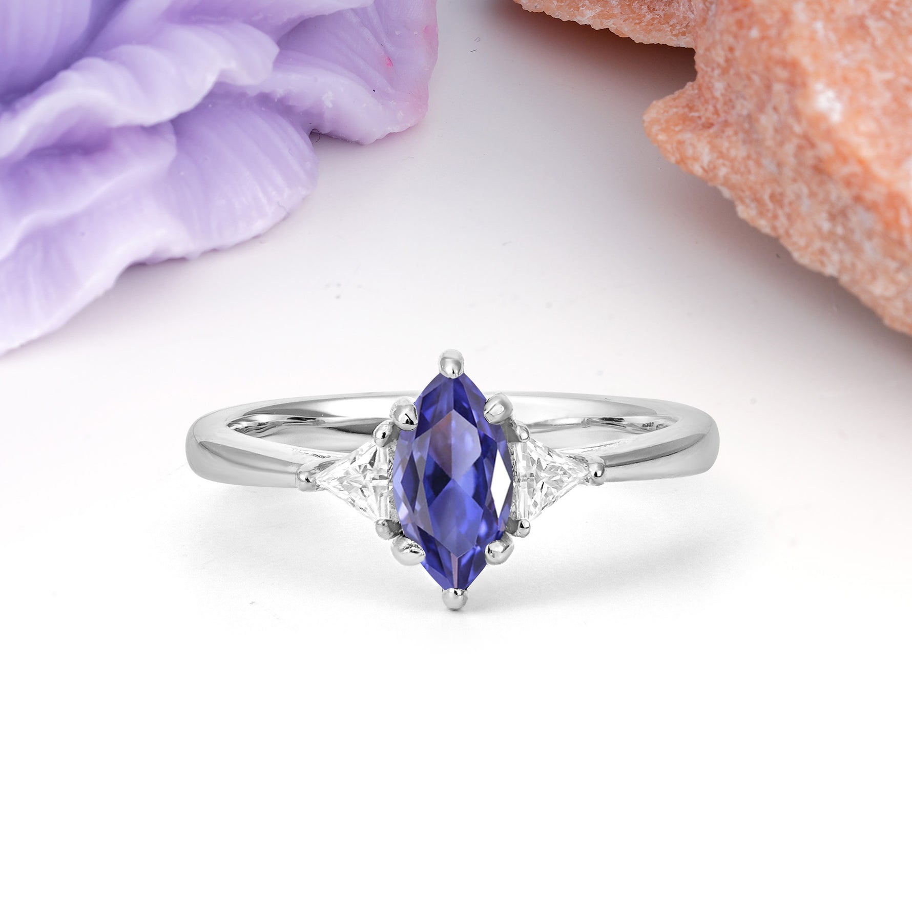 Unique 6-Prong Marquise-Cut Tanzanite Engagement Ring - Additional view