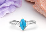 Unique 6-Prong Marquise-Cut Turquoise Engagement Ring - Additional view
