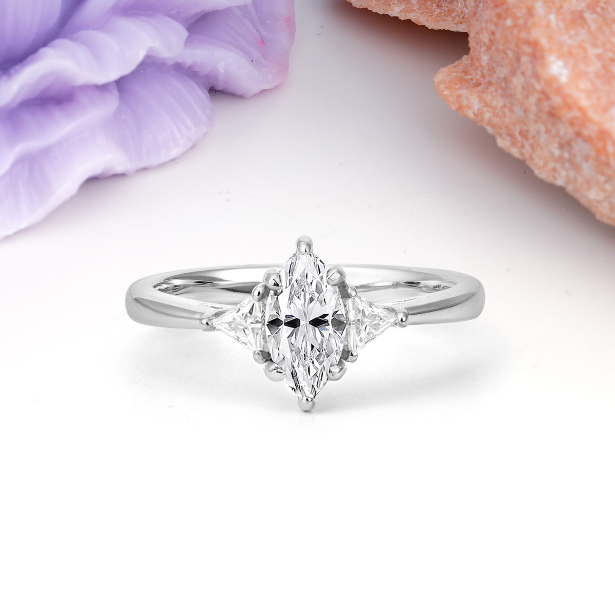 Unique 6-Prong Marquise-Cut Lab Diamond Engagement Ring - Additional view