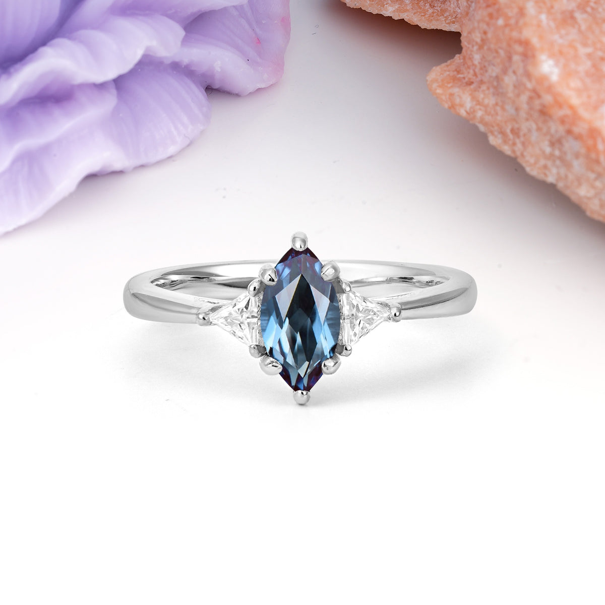 Unique 6-Prong Marquise-Cut Alexandrite Engagement Ring - Additional view