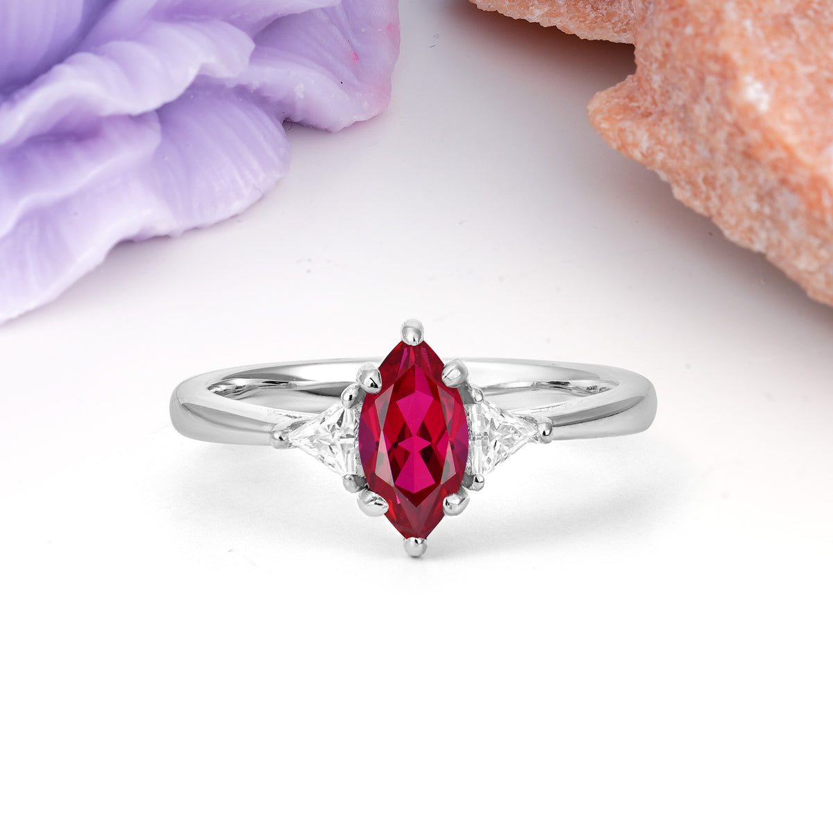 Unique 6-Prong Marquise-Cut Ruby Engagement Ring - Additional view