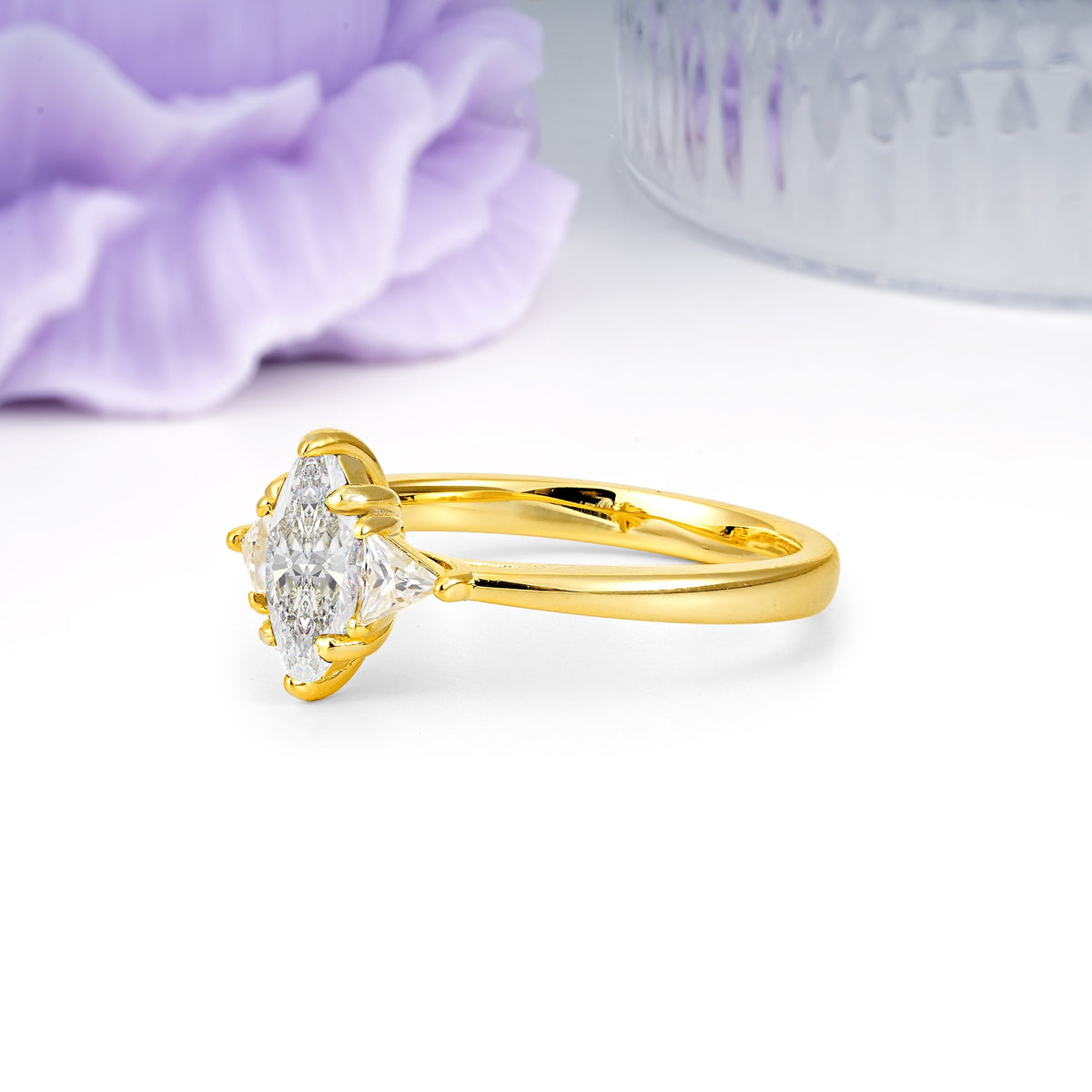 Unique 6-Prong Marquise-Cut Moissanite Engagement Ring - Additional view