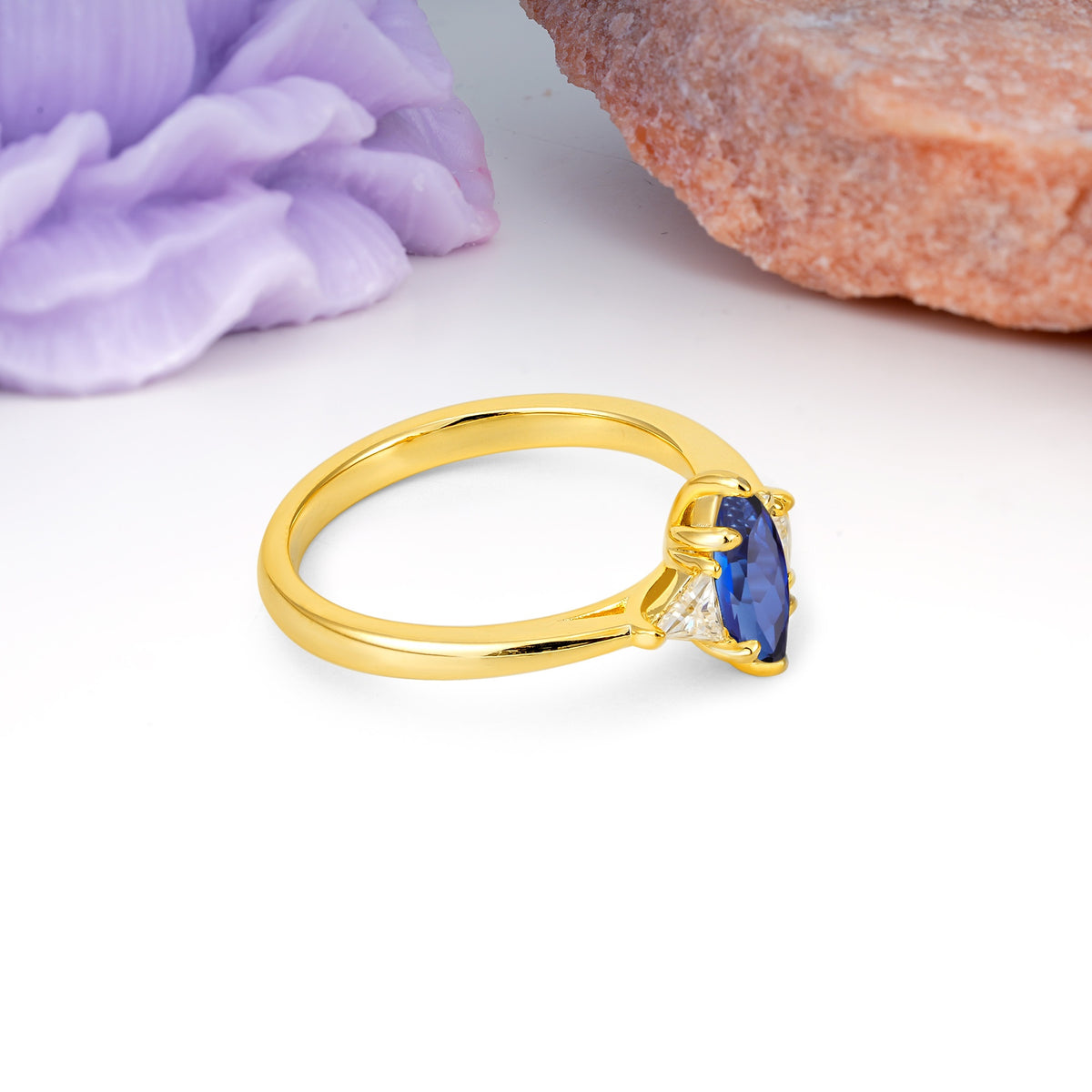 Unique 6-Prong Marquise-Cut Sapphire Engagement Ring - Additional view