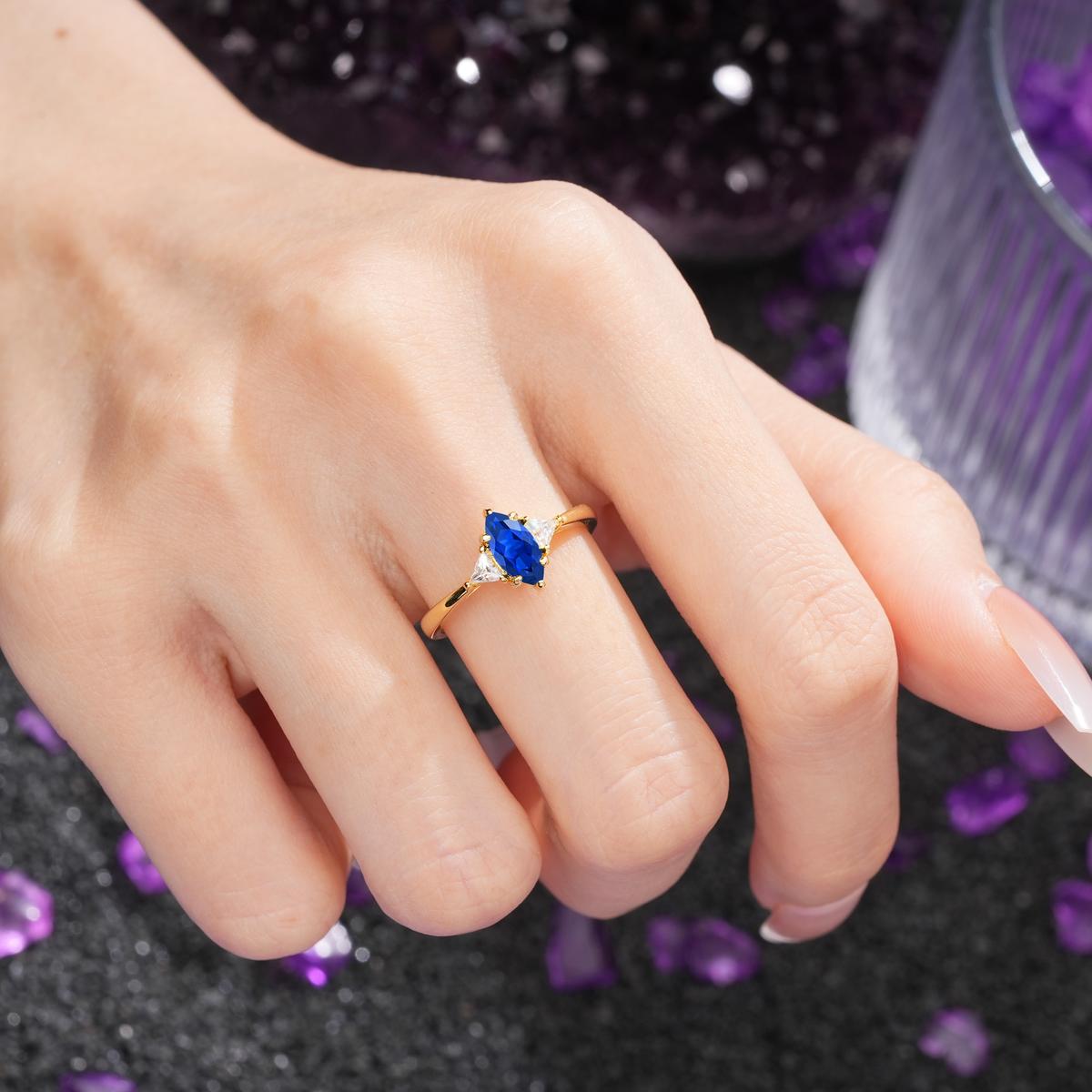 Unique 6-Prong Marquise-Cut Sapphire Engagement Ring
