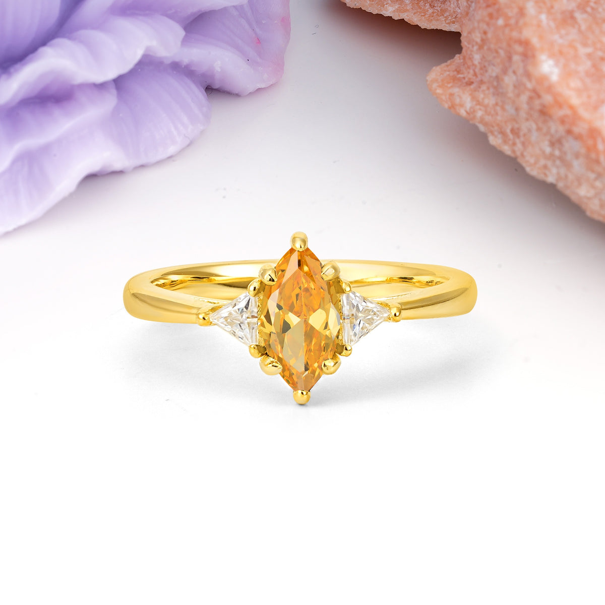 Unique 6-Prong Marquise-Cut Citrine Engagement Ring - Additional view