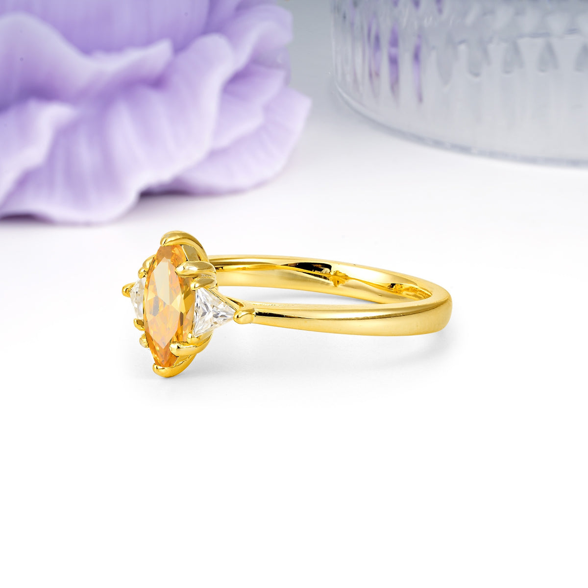 Unique 6-Prong Marquise-Cut Citrine Engagement Ring - Additional view