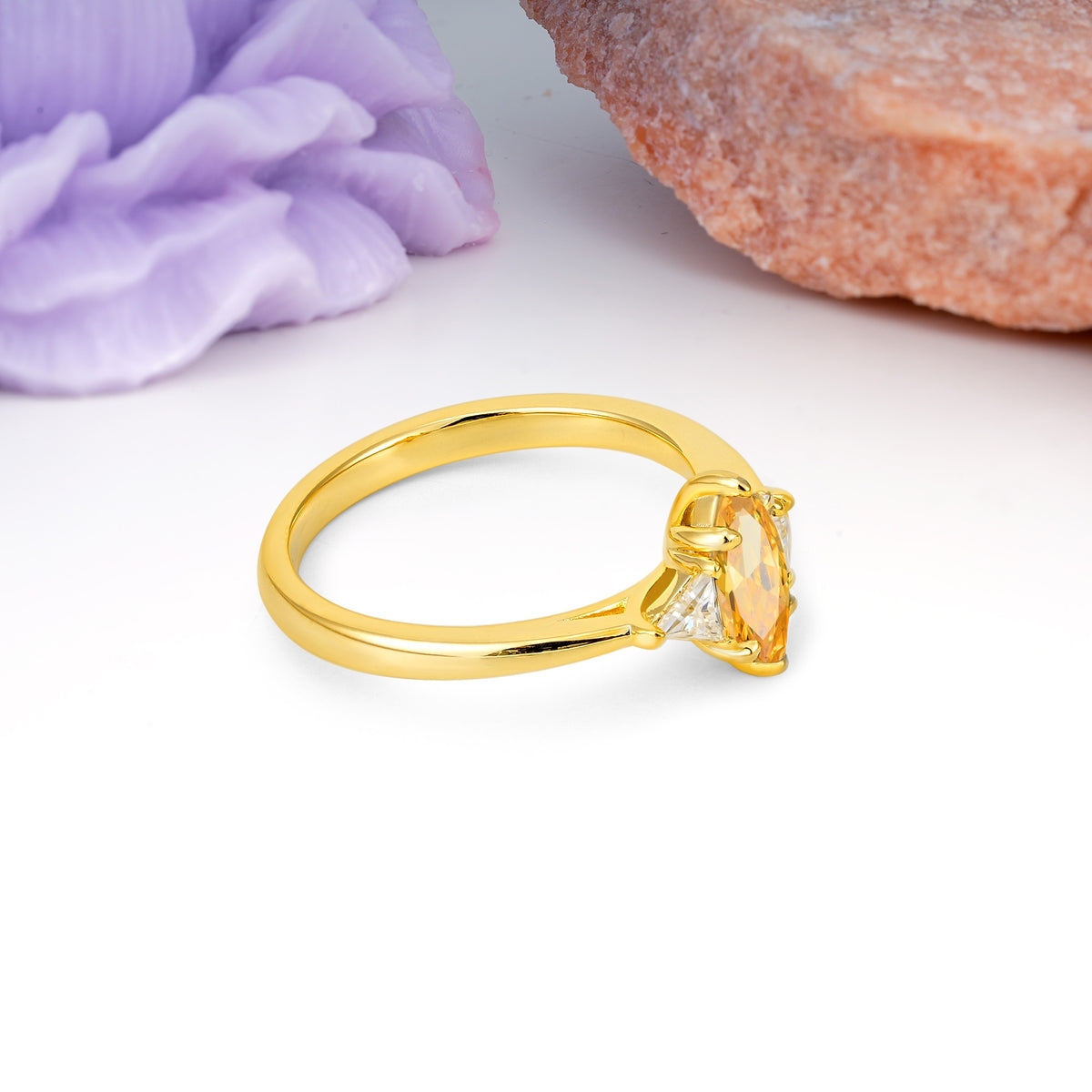 Unique 6-Prong Marquise-Cut Citrine Engagement Ring - Additional view