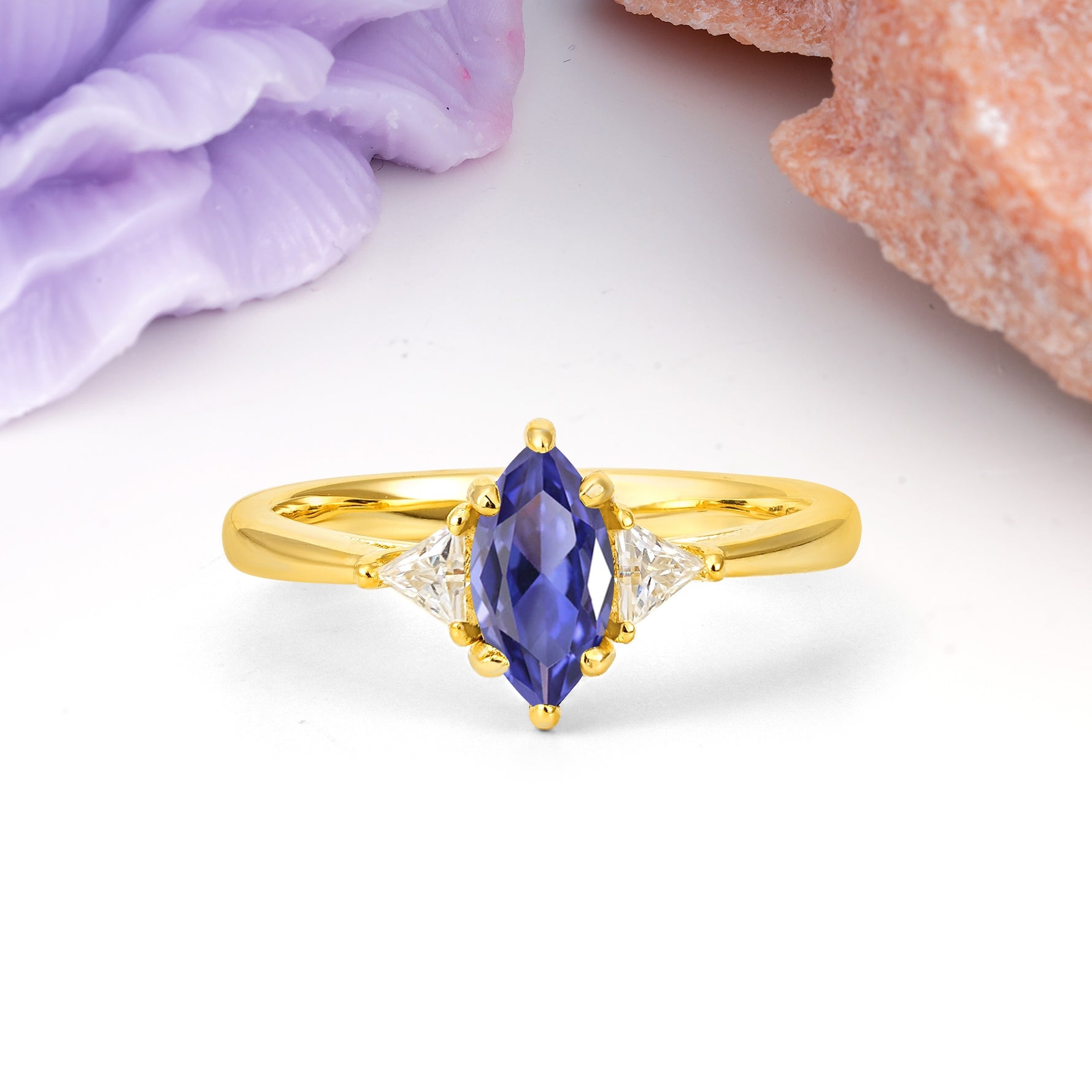 Unique 6-Prong Marquise-Cut Tanzanite Engagement Ring - Additional view