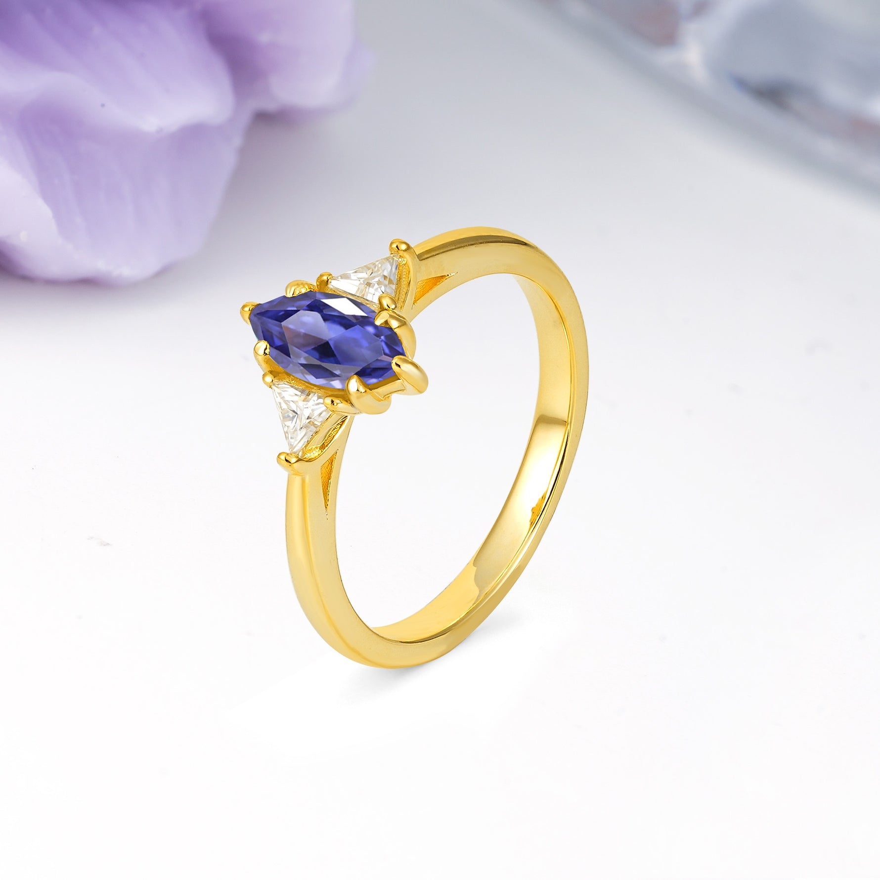 Unique 6-Prong Marquise-Cut Tanzanite Engagement Ring - Additional view