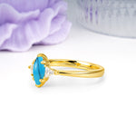 Unique 6-Prong Marquise-Cut Turquoise Engagement Ring - Additional view