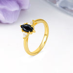 Unique 6-Prong Marquise-Cut Black Onyx Engagement Ring - Additional view