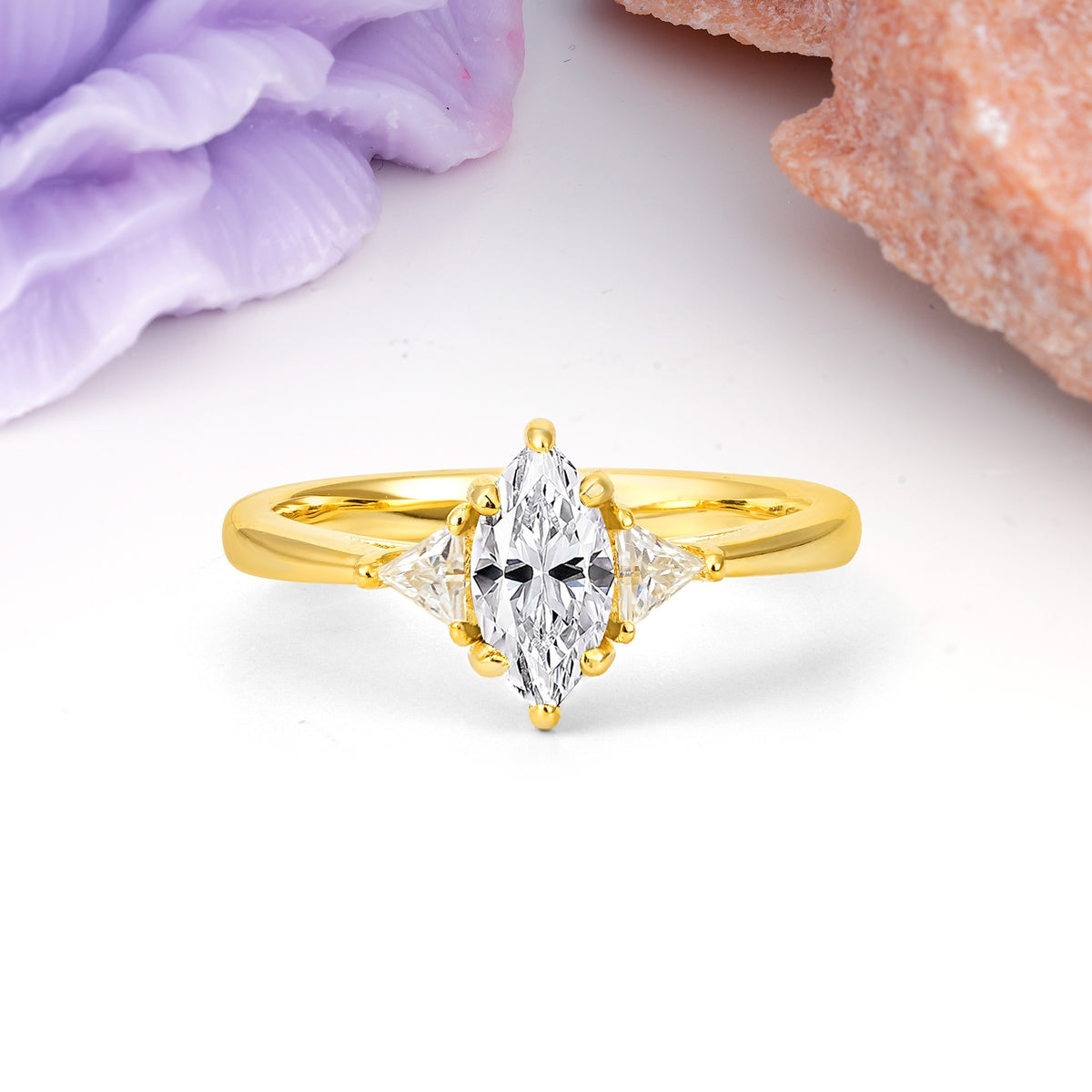 Unique 6-Prong Marquise-Cut Lab Diamond Engagement Ring - Additional view
