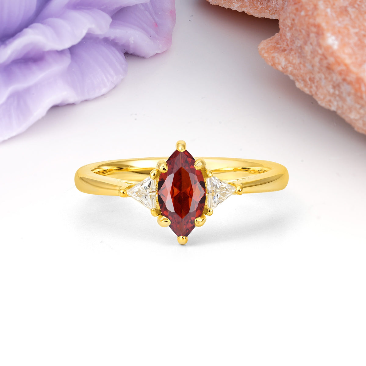 Unique 6-Prong Marquise-Cut Garnet Engagement Ring - Additional view