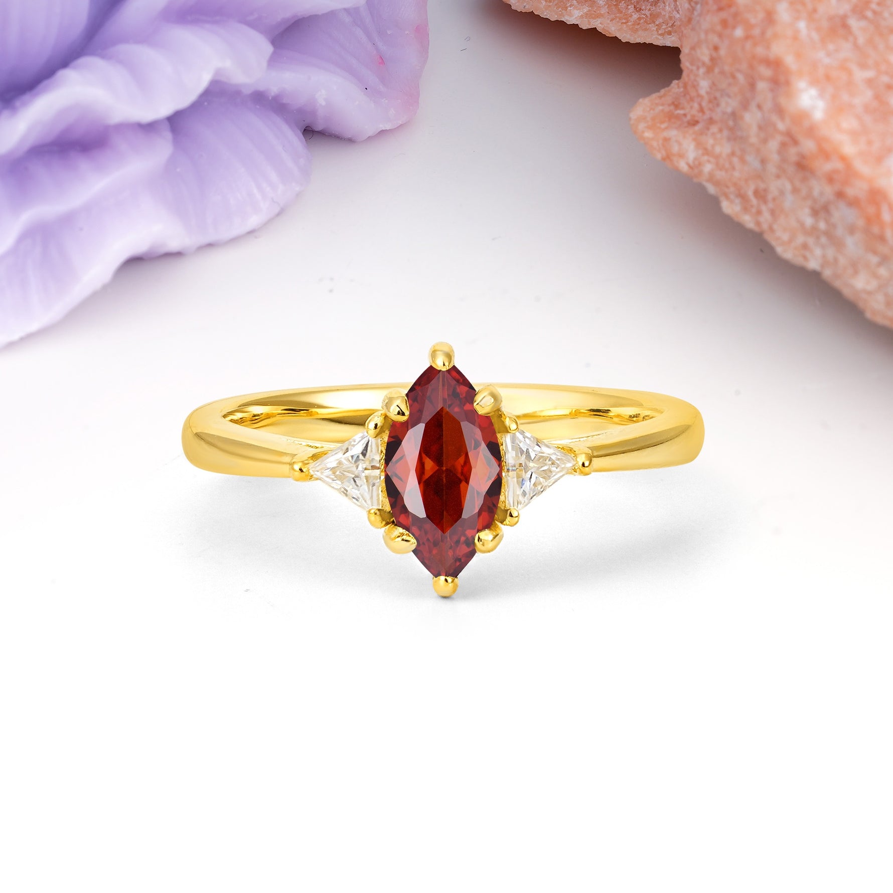 Unique 6-Prong Marquise-Cut Garnet Engagement Ring - Additional view