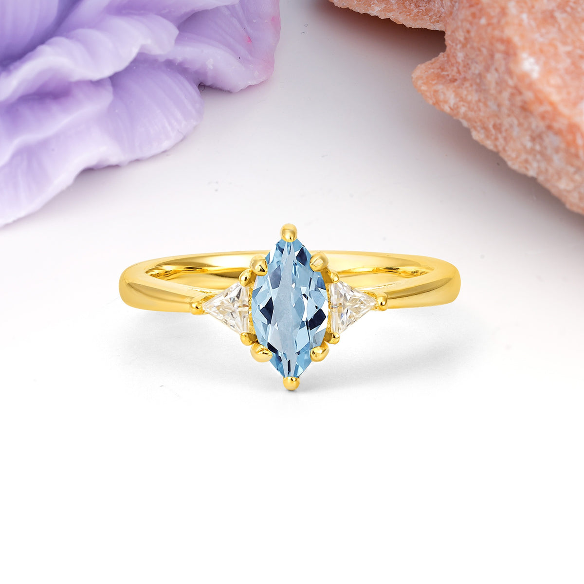 Unique 6-Prong Marquise-Cut Aquamarine Engagement Ring - Additional view
