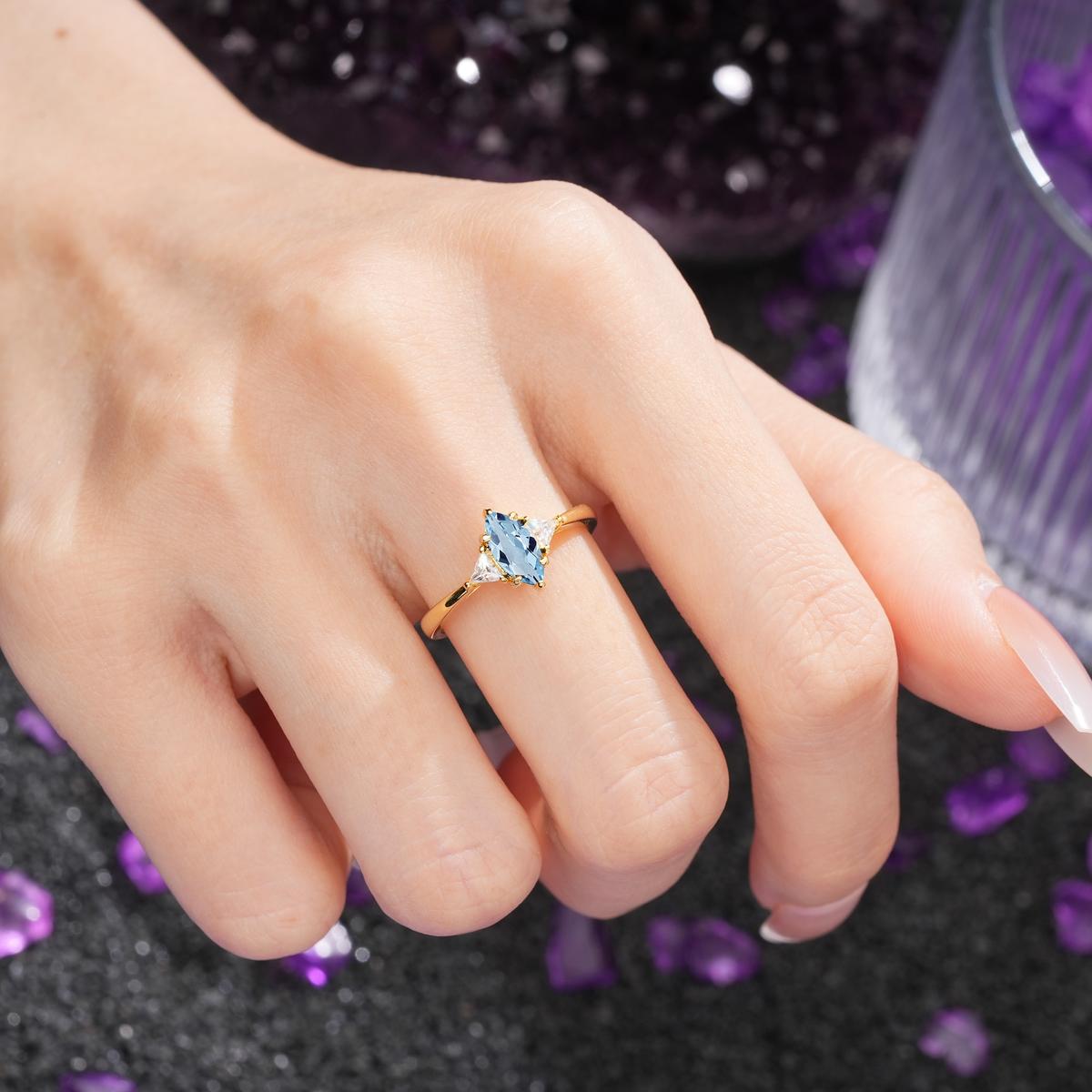 Unique 6-Prong Marquise-Cut Aquamarine Engagement Ring