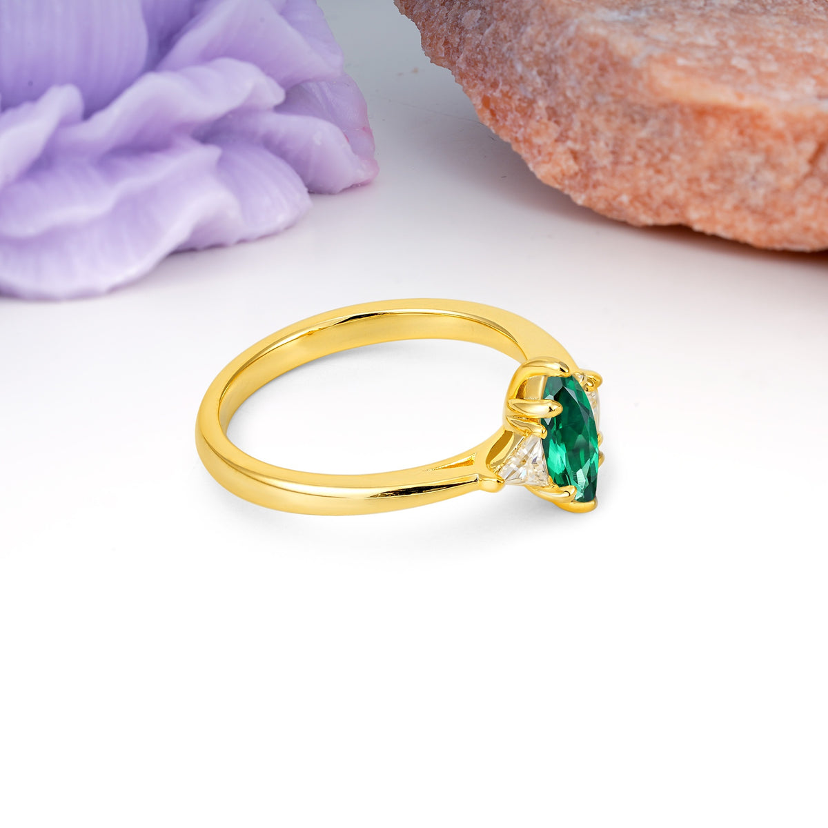 Unique 6-Prong Marquise-Cut Emerald Engagement Ring - Additional view