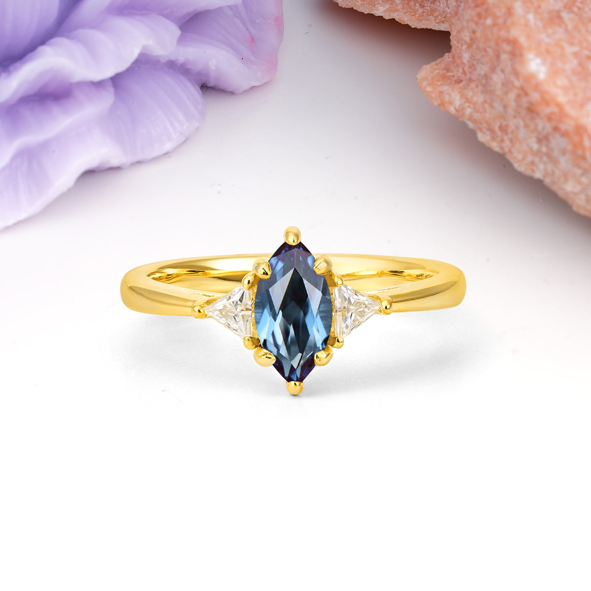 Unique 6-Prong Marquise-Cut Alexandrite Engagement Ring - Additional view