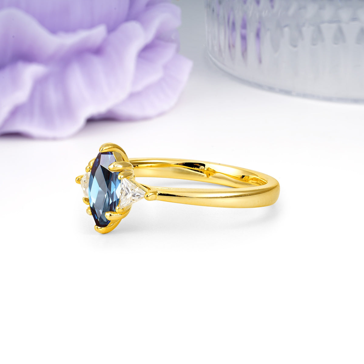 Unique 6-Prong Marquise-Cut Alexandrite Engagement Ring - Additional view