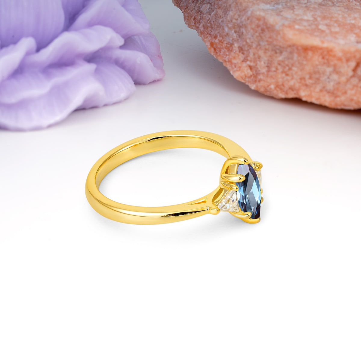 Unique 6-Prong Marquise-Cut Alexandrite Engagement Ring - Additional view