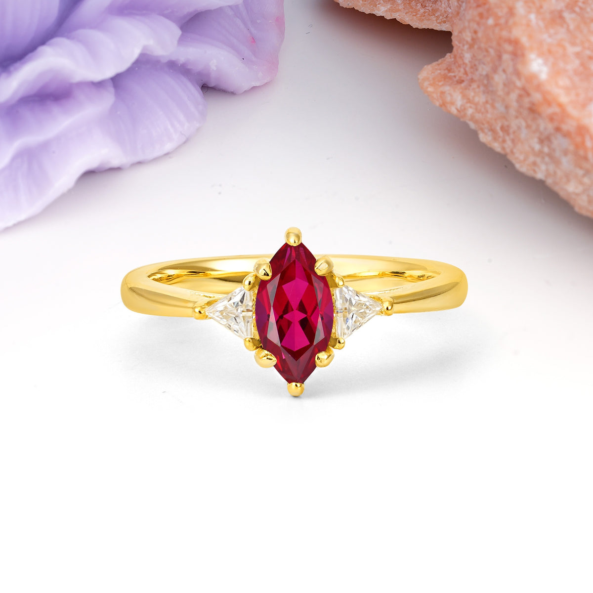 Unique 6-Prong Marquise-Cut Ruby Engagement Ring - Additional view
