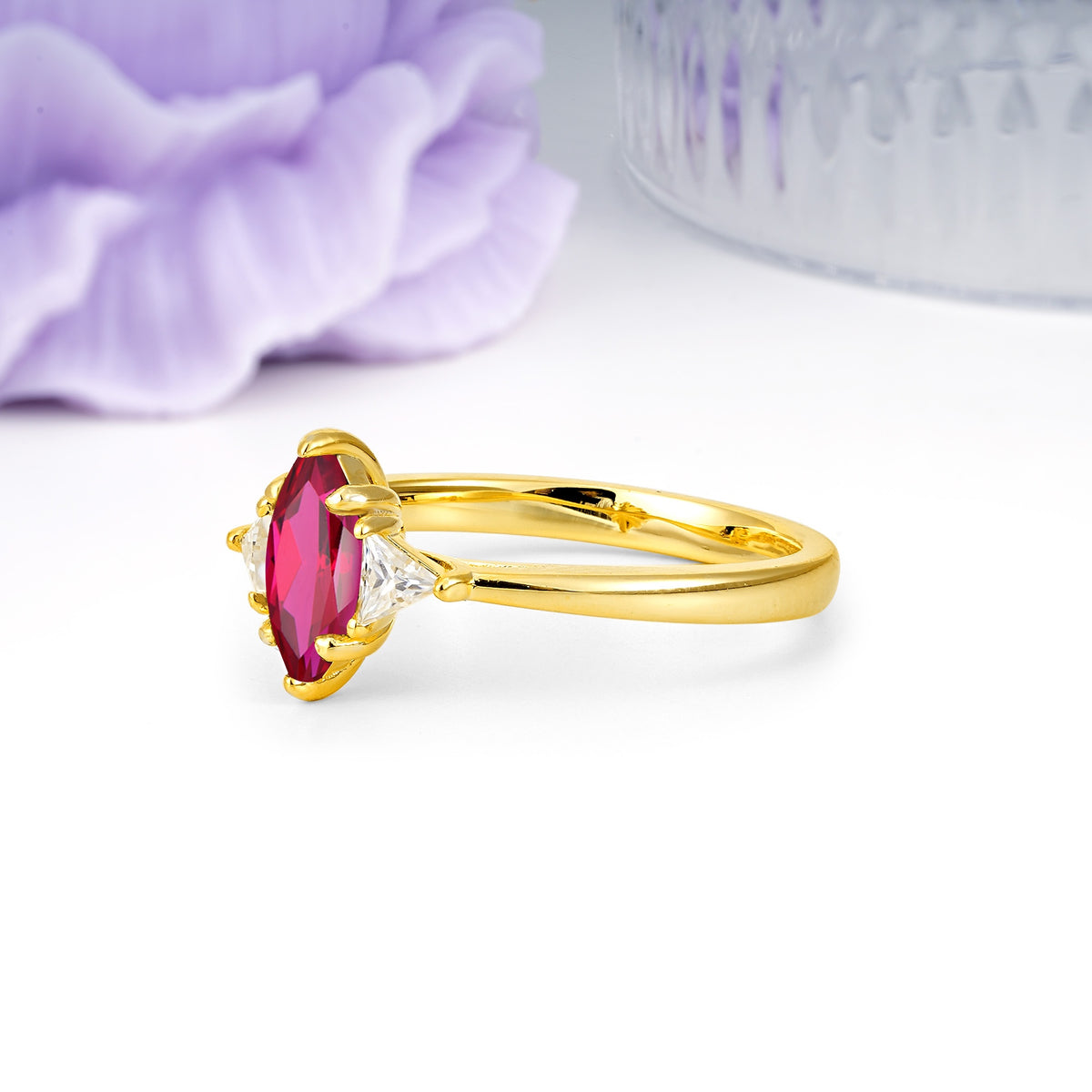 Unique 6-Prong Marquise-Cut Ruby Engagement Ring - Additional view