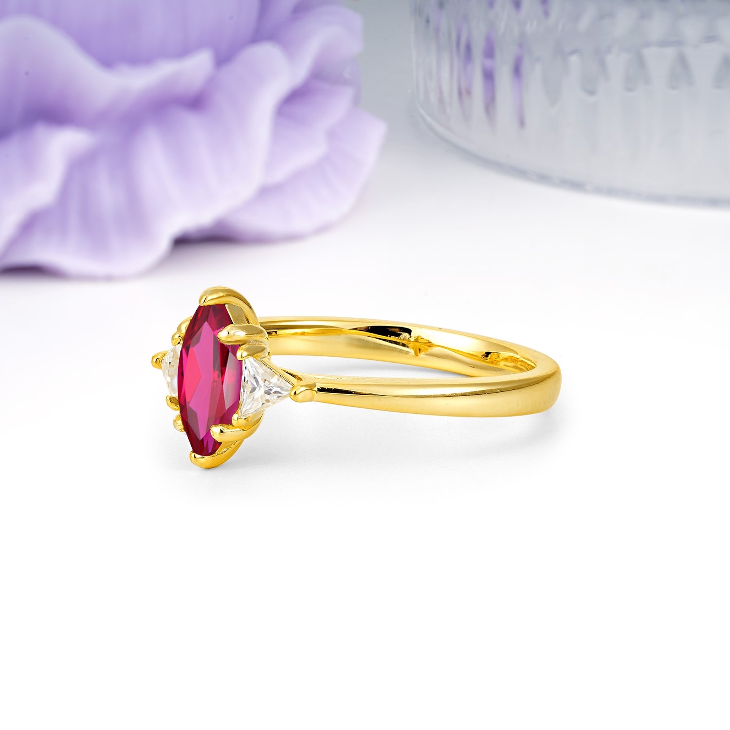 Unique 6-Prong Marquise-Cut Ruby Engagement Ring - Additional view