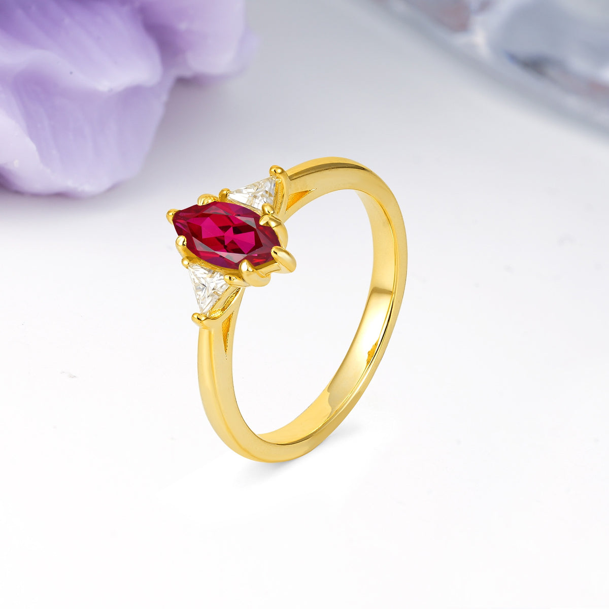 Unique 6-Prong Marquise-Cut Ruby Engagement Ring - Additional view