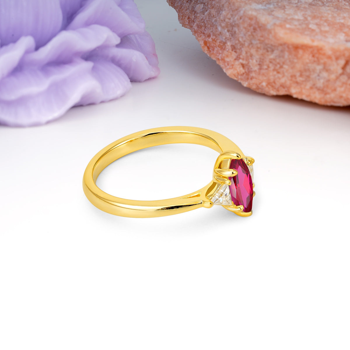 Unique 6-Prong Marquise-Cut Ruby Engagement Ring - Additional view