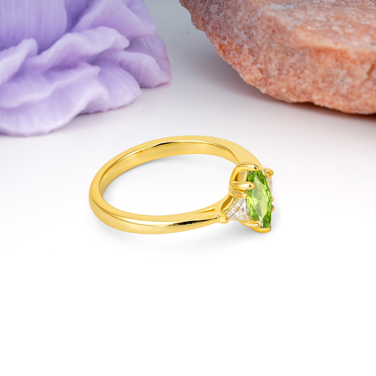 Unique 6-Prong Marquise-Cut Peridot Engagement Ring - Additional view