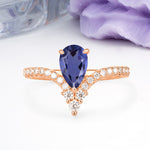 Luxurious Crown 3-Prong Pear Cut Tanzanite Engagement Ring - Additional view