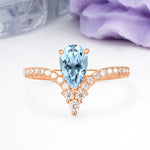 Luxurious Crown 3-Prong Pear Cut Aquamarine Engagement Ring - Additional view
