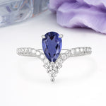 Luxurious Crown 3-Prong Pear Cut Tanzanite Engagement Ring - Additional view