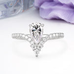 Luxurious Crown 3-Prong Pear Cut Lab Diamond Engagement Ring - Additional view