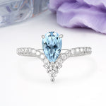 Luxurious Crown 3-Prong Pear Cut Aquamarine Engagement Ring - Additional view