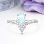 Luxurious Crown 3-Prong Pear Cut Moonstone Engagement Ring - Additional view